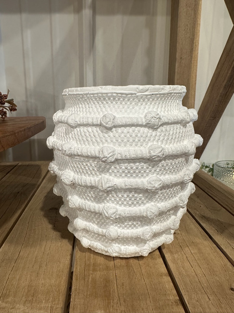 white pottery vase