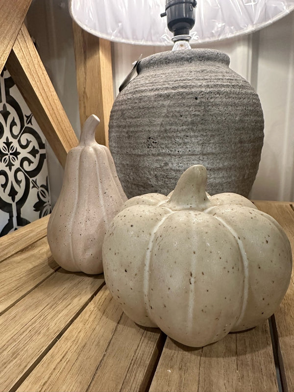 Cream Speckled Stoneware Pumpkin