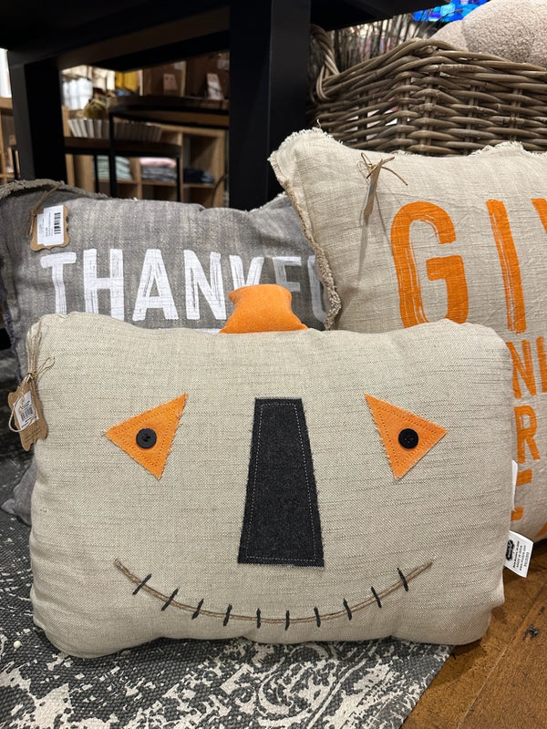 Chambray Button Jack-O-Lantern Pillow