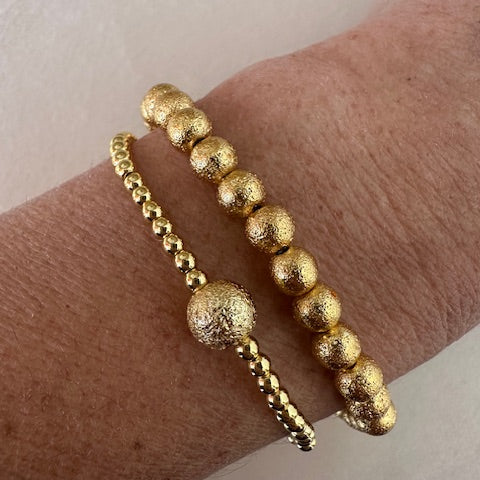 6mm Textured Gold Stacking Bracelet - Lenny & Eva