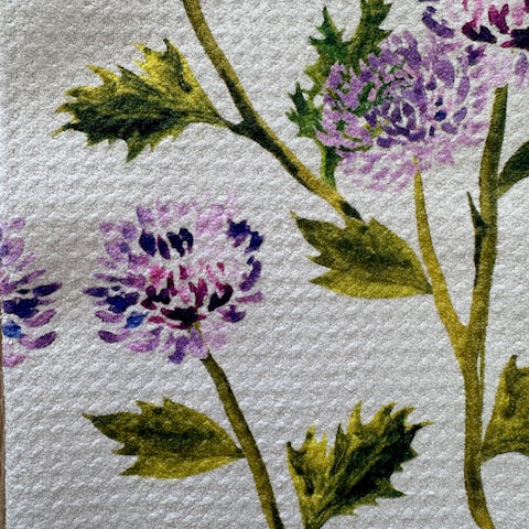 Blooming Thistle Geometry Tea Towel