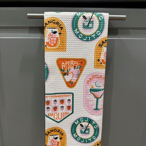 Cocktail Scout Badges Geometry Tea Towel