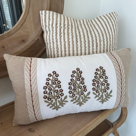 Beige Striped Pillow - 20"