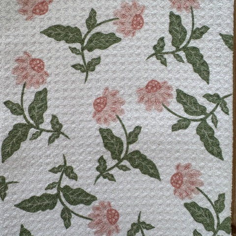 Wildflower Vine Blush Geometry Tea Towel