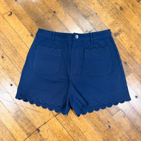 Navy Scalloped Shorts