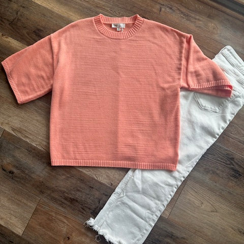 SS Relaxed Sweater Top - Peach