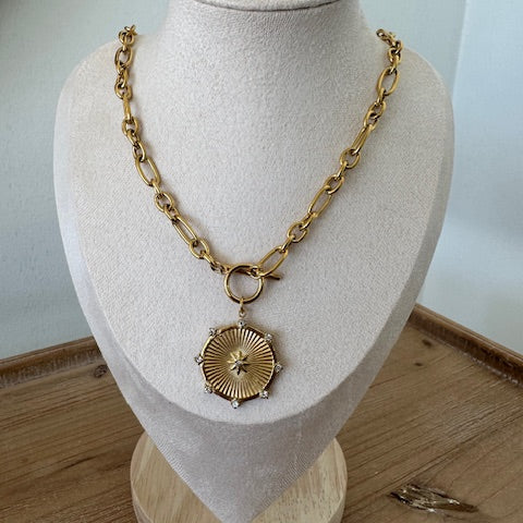 Raylee Toggle Starburst Coin Necklace