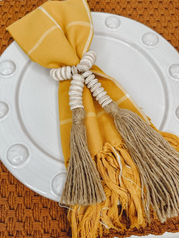 White Beaded Napkin Ring