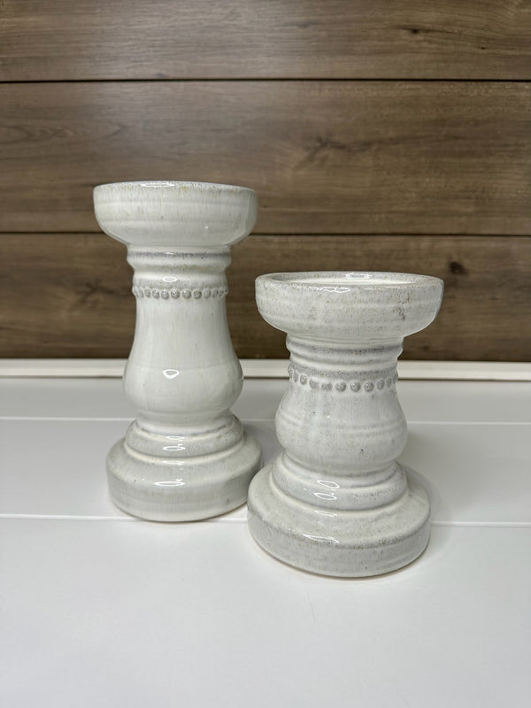 White Ceramic Candle Holder and Candles