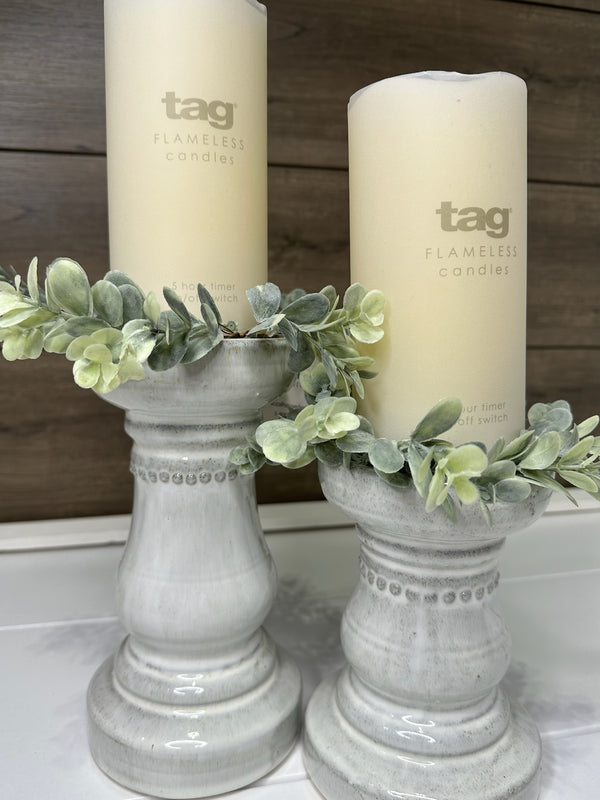 White Ceramic Candle Holder and Candles