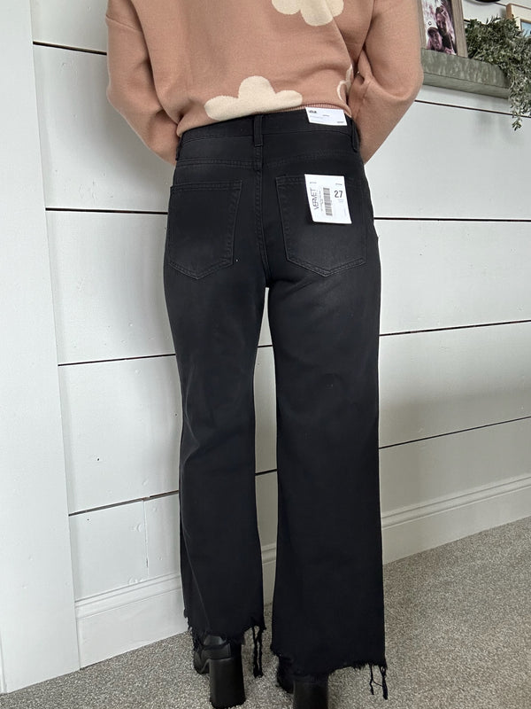 90's Vintage Crop Flare Jean - Black