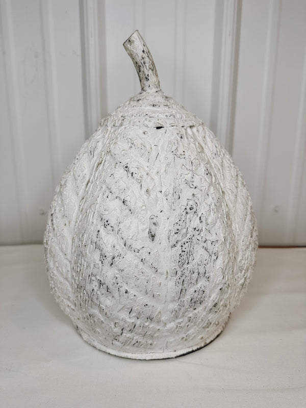 White Distressed Metal Gourd, instore pickup only