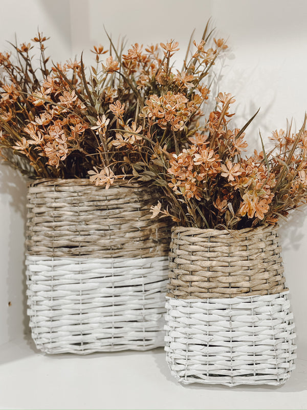 White Wash Pocket Basket - Large