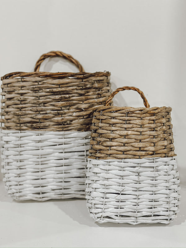 White Wash Pocket Basket - Large